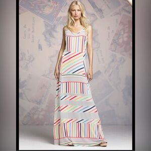 Anthropologie Peter Som Blue and Red Tiered Maxi Sundress